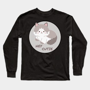 Hey Cutie Kitty Cat Long Sleeve T-Shirt